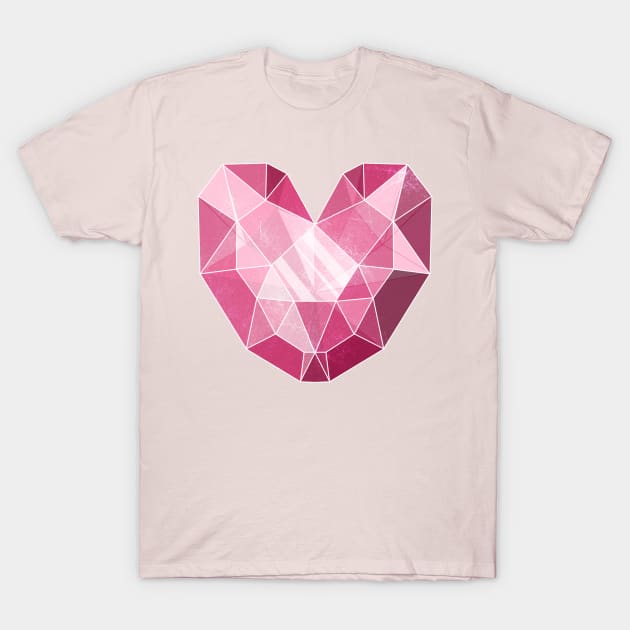 Crystal Heart (Pink) T-Shirt by Khelekmir